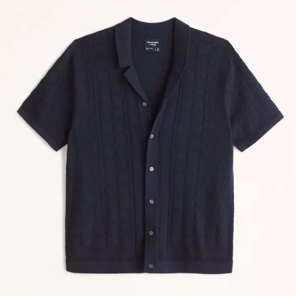 Abercrombie & Fitch Men's Border Stitch Button-Through Sweater Polo sz m